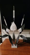 Vintage Black Leaves Clear Frosted Calla Lily Cat Tails Lucite Sculpture Acrylic picture