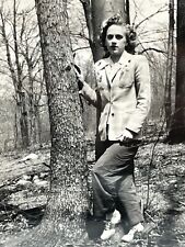 UD Photograph Pretty Woman Posing With Trees In The Forest Lovely Lady  picture