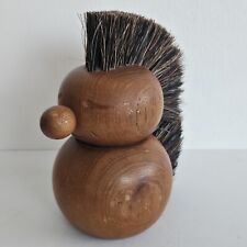 Vintage Italy Hedgehog Teak Wood brush decorative Figurine MCM 70s Danish Style  picture
