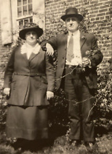 1920s Large Husky Overweight Woman & Man Fashion Well Dressed Real Photo P11t25 picture