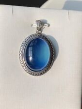 24*18mm Natural Blue Aquamarine Gemstone Translucent Carving Pendant AAA picture