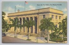 Open Air Post Office Fort Myers Florida Linen Postcard No 6027 picture