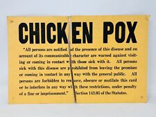 Vintage Chicken Pox Warning Quarantine Paper Sign 1940’s 1950’s RARE picture
