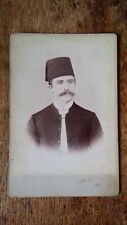 1880'S ANTIQUE CABINET CARD PHOTOGRAPH ABDULLA FRERES CAIRO EGYPT OTTOMAN FEZ picture