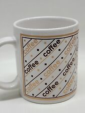 Pair Vtg 1993 Houston Foods Coffee Cup Mug Retro Brown Gold All Over Spellout  picture
