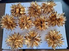 Vintage Lot 10 Gold Foil Atomic Pom Poms Christmas Ornaments picture