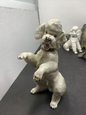 Vintage Wien Keramos Large Standing  Poodle Dog Porcelain Figurine Austria 7.5” picture