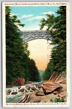 Quechee Gulf Bridge Ottauquechee River Deweys Mill VT Vermont WB Postcard PM WOB picture