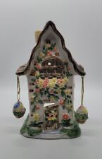 Vintage Blue Sky Clayworks Ceramic Tea-light House with Hanging Basket Flowers picture