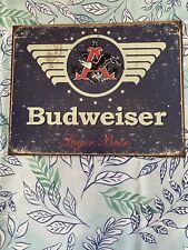 Vintage Budweiser Lager Beer Tin Sign Anheuser Busch 1936 Logo 16