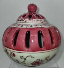 VTG Chinese Hand Painted Ceramic Potpourri/Candle Jar w/lid picture
