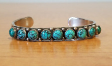 LEO FRANCES, NAVAJO. New/Vintage 1990's sterling 9-stone turquoise bracelet picture