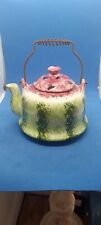 Vintage Watermelon Teapot Tea Pot w/Wire Handle picture