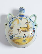 Antique 1800s Spanish Talavera Faience drinking FLASK picture