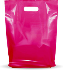 100 Pack 12 x 15 with 1.25 mil Thick Pink Merchandise Plastic Glossy Retail Bags picture