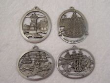 LOT OF 4 VINTAGE HAMPSHIRE PEWTER ORNAMENTS CHRISTMAS TREE AMERICAS CELEBRATION picture