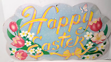 Eureka USA Happy Easter Die Cut Decoration Flowers Butterflies Easter VTG 1980 picture