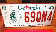1993 GEORGIA Centennial OLYMPIC GAMES License Plate 69QN4, excellent plate picture