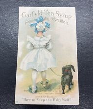 c1880 VICTORIAN TRADE CARD Garfield Tea SYRUP / Girl With Dog picture