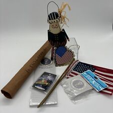 lot of 8 patriotic red white and blue items. Uncle Sam, Flag ornament, flag Pin picture