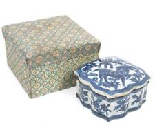 Chinese You Xian Ju Zhi Blue & White Year of the Goat Porcelain Trinket Box, 2