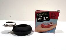 Vintage Unique Mini Ashtray Black Travel Pocket 50s 60s New Never Used Very Nice picture