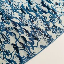 Blue Forest #B 14x62 LONG Vintage Silk Chirimen Japanese Kimono Fabric CF75 picture