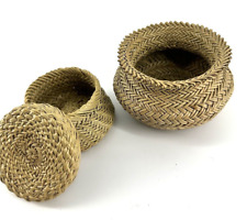 Tarahumara TW0 2 Pine Needle Baskets Double Weave 🔴 Mexico  3