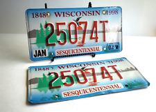 1848-1998 Wisconsin Sesquicentennial license plates matched set of two picture
