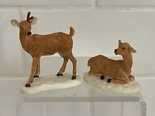 Lemax Figurines  (2) Standing Deer And Laying Deer. *Missing 1 Antler picture