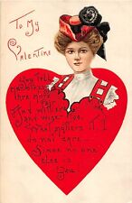 G22/ Valentine's Day Love Postcard c1910 H.B.G. Broken Heart Woman 20 picture
