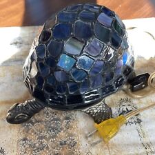 Vintage Stained Glass Tiffany Style Brass Turtle Accent Lamp Nightlight picture