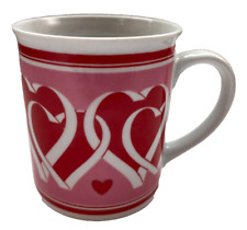 Vtg 90s Red/Pink Hearts Ceramic Coffee Mug Cup West Wood, Marked, Romantic Gift picture