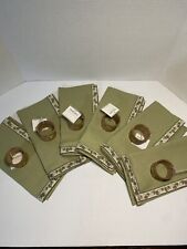 Waverly Garden Room Set Of 6 Cloth Napkins & 6 Napkin Rings Grape Print Not Used picture