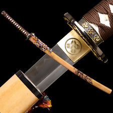 T10 Steel Clay Tempered Real Hamon Katana Japanese Samurai Sword Full Tang Sharp picture