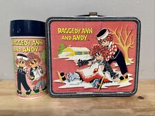 Raggedy Ann and Andy Tin Metal Lunchbox and Thermal Cup 1973 Aladdin (READ) picture
