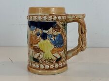 Vintage Japanese Porcelain German Style Beer Mug / Stein with Men Drinking Dec. picture