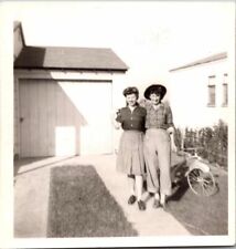 c1956 Two Beautiful Gorgeous Women Old Bike Bicycle Snapshot Photo picture