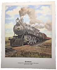 Vintage  KANSAS Kansas City, Mexico & Orient Railroad Engine No. 208 Rare  Print picture