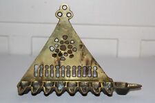 Antique Jewish Middle Eastern North African Moroccan Brass Menorah picture
