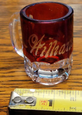 Antique Ruby Red Souvenir Mini Glass Mug w Name Year Williams 1916 2