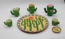 Vtg 90s Cactus Mini Tea Set ~Popular Imports Plates Pitcher 9 Pieces picture
