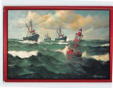 Postcard New England Fishing Trawlers Painting by Cap'n Ellery F. picture