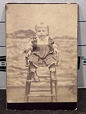 c1880 Down Syndrome Girl Sitting In Chair Vermont VT Cabinet Card picture