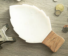 Wood & Marble leaf shaped platter, Kitchen Serving Platter, Tray, Charcuterie Bo picture