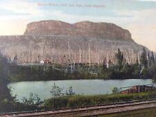 Vintage RPPC, Mount McKay 1300 feet high lake Superior. Canada. Railroad tracks picture