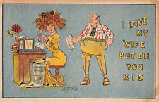 Boss Secretary ROMANCE~I Love My Wife But OH YOU KID~1910s COMIC POSTCARD picture