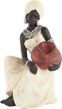 Deco 79 Polystone Woman Sitting African Sculpture with 6