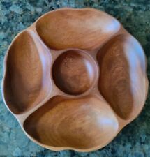 Monkey Pod Wood Bowl Serving Tray Divided 10.5