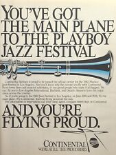 Continental Airlines Fly Playboy Jazz Festival Clarinet Vintage Print Ad 1982  picture